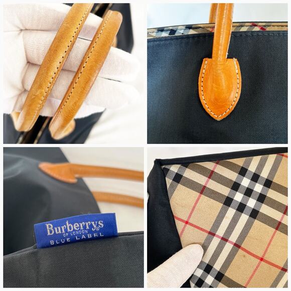 BURBERRY Vintage Blue Label Nylon Black Nova Check Mini Tote - Picture 9 of 10
